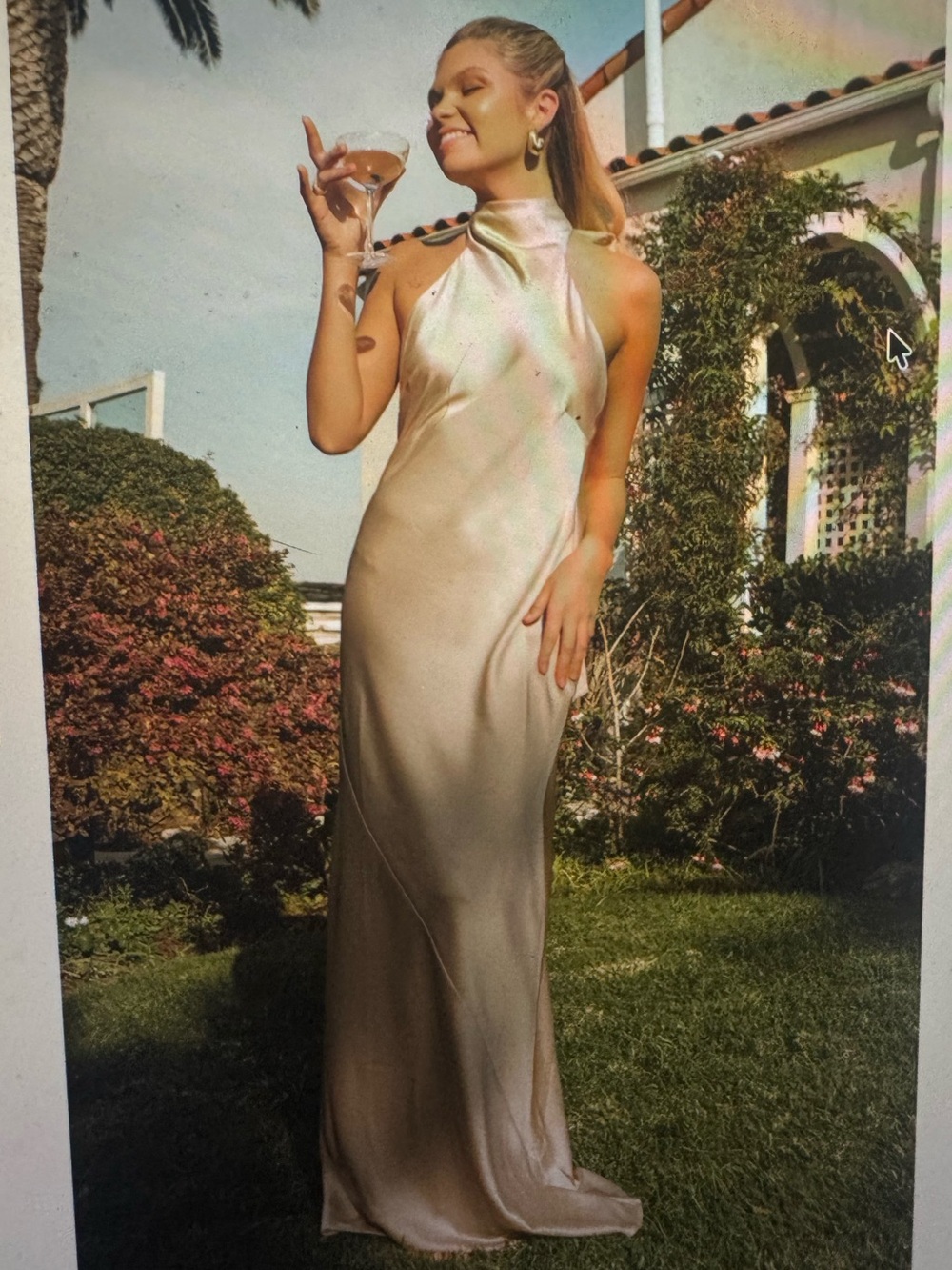 Show Me Your MuMu Champagne Satin Halter Maxi Dress